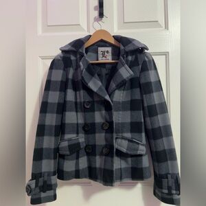 Love culture checkered black and gray winter/fall coat